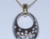 14K White Yellow Gold Unique Diamond Pendant Necklace 18" Chain