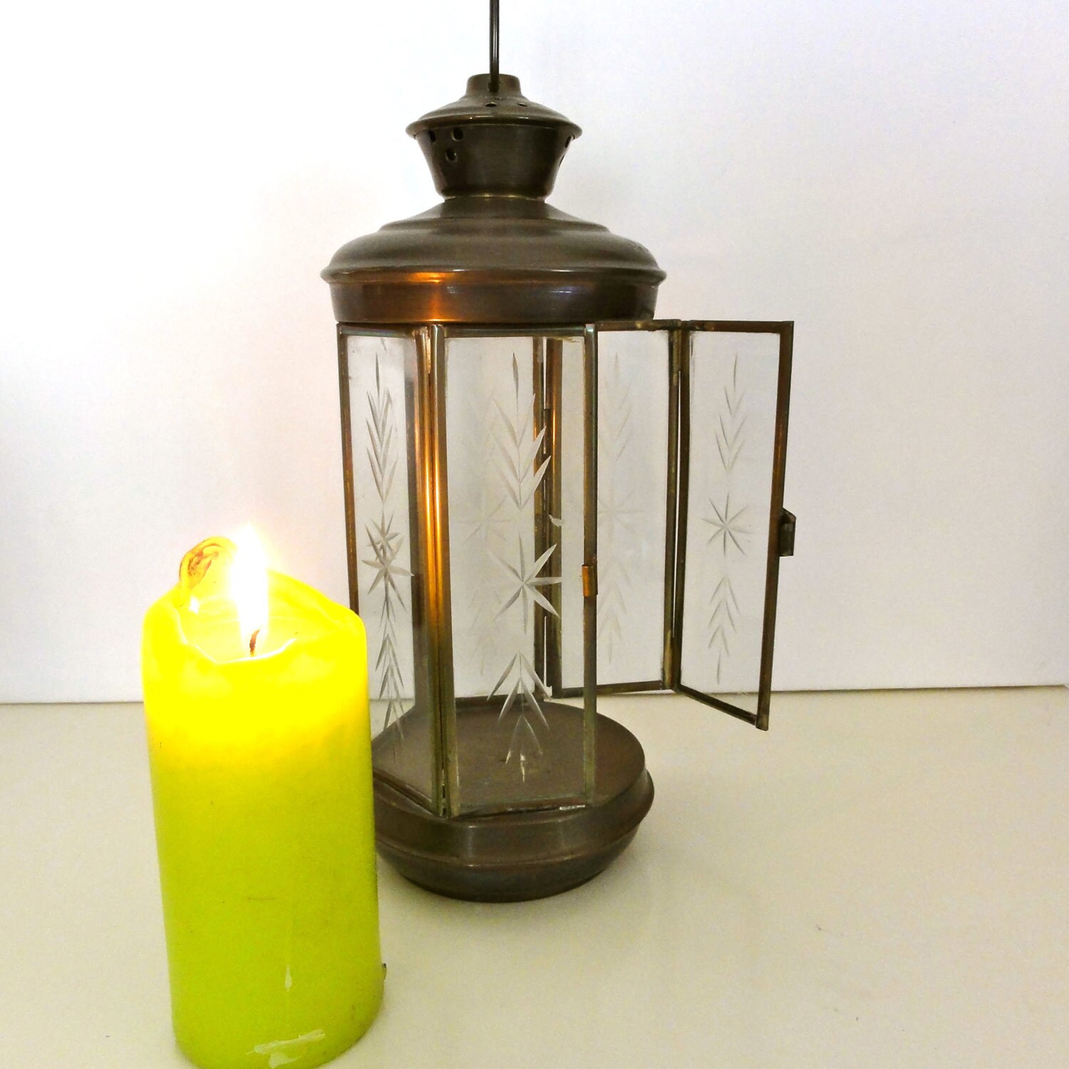 Vintage Candle Lantern Art Deco Ornate Hanging Outside Candle Lighting