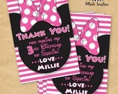 NEW Minnie Mouse Inspired Thank You Cards - 6x4" - DIGITAL files only - PERSONALIZED - Print yourself