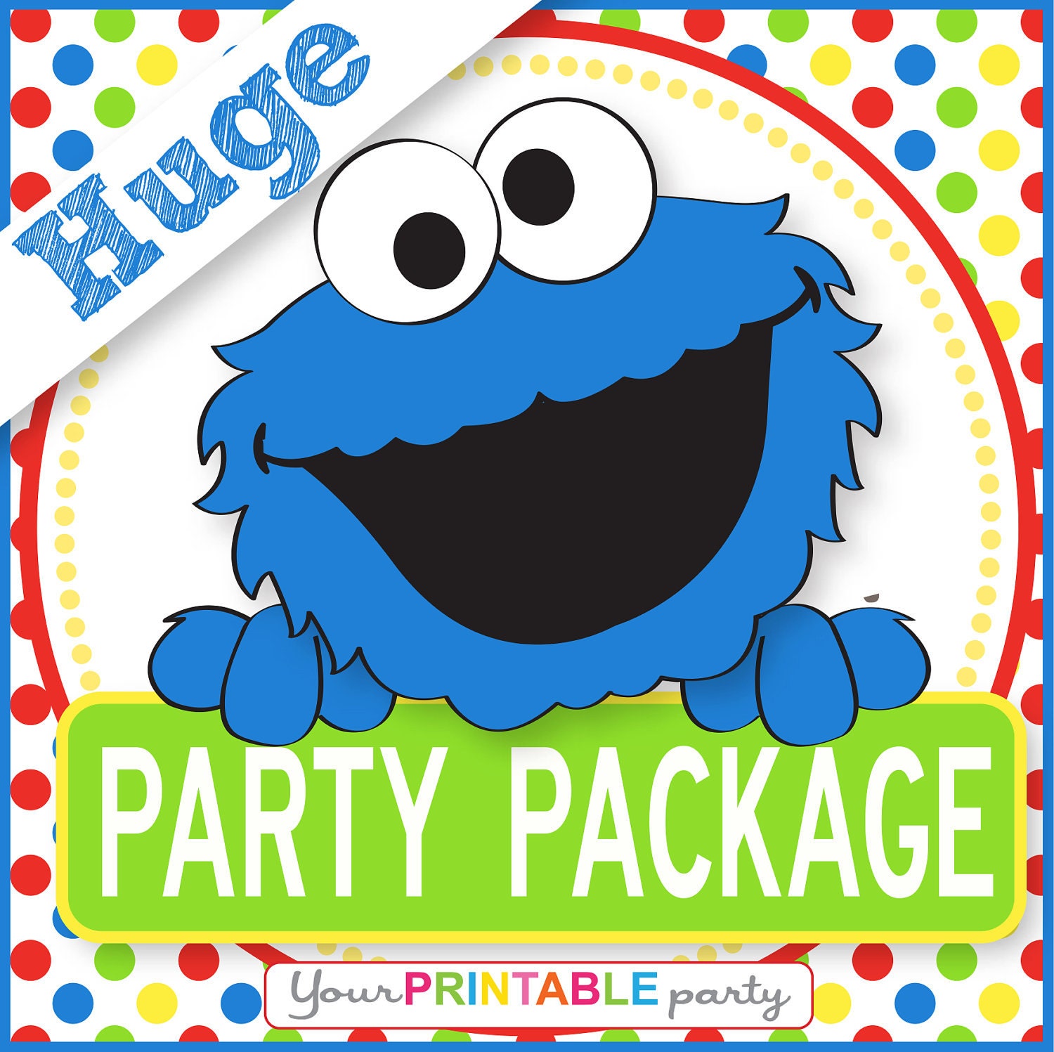 COOKIE MONSTER Party Package  -  Personalized - Print Yourself . by Your Printable Party