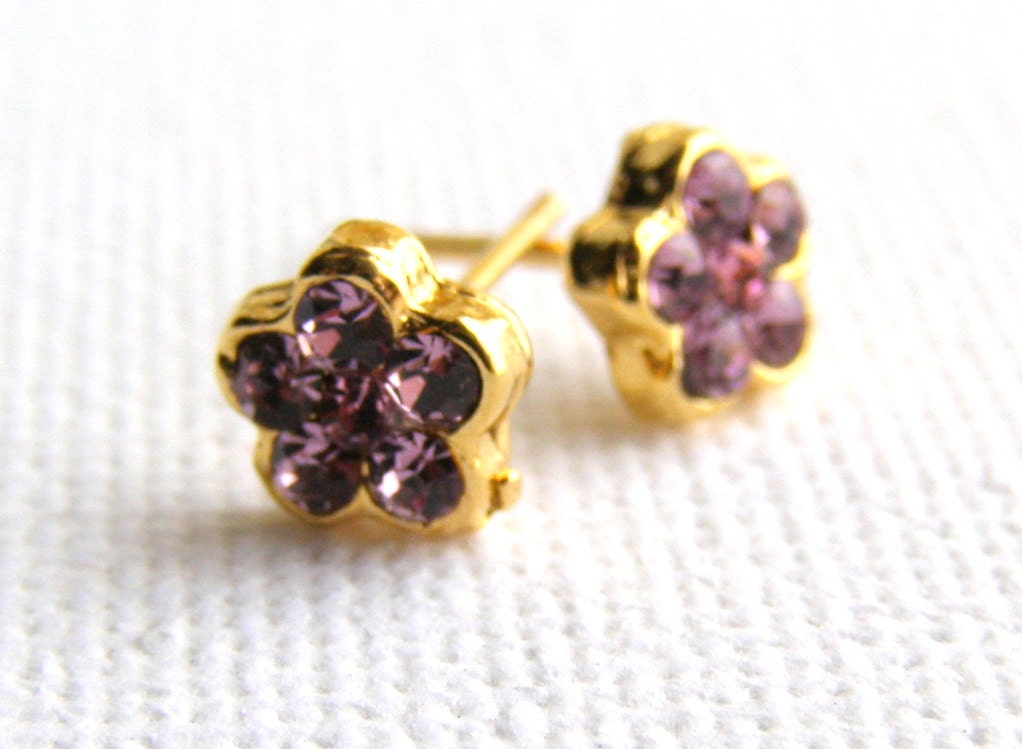 Flower Studs Earrings. Swarovski Crystal Flower Studs Earrings