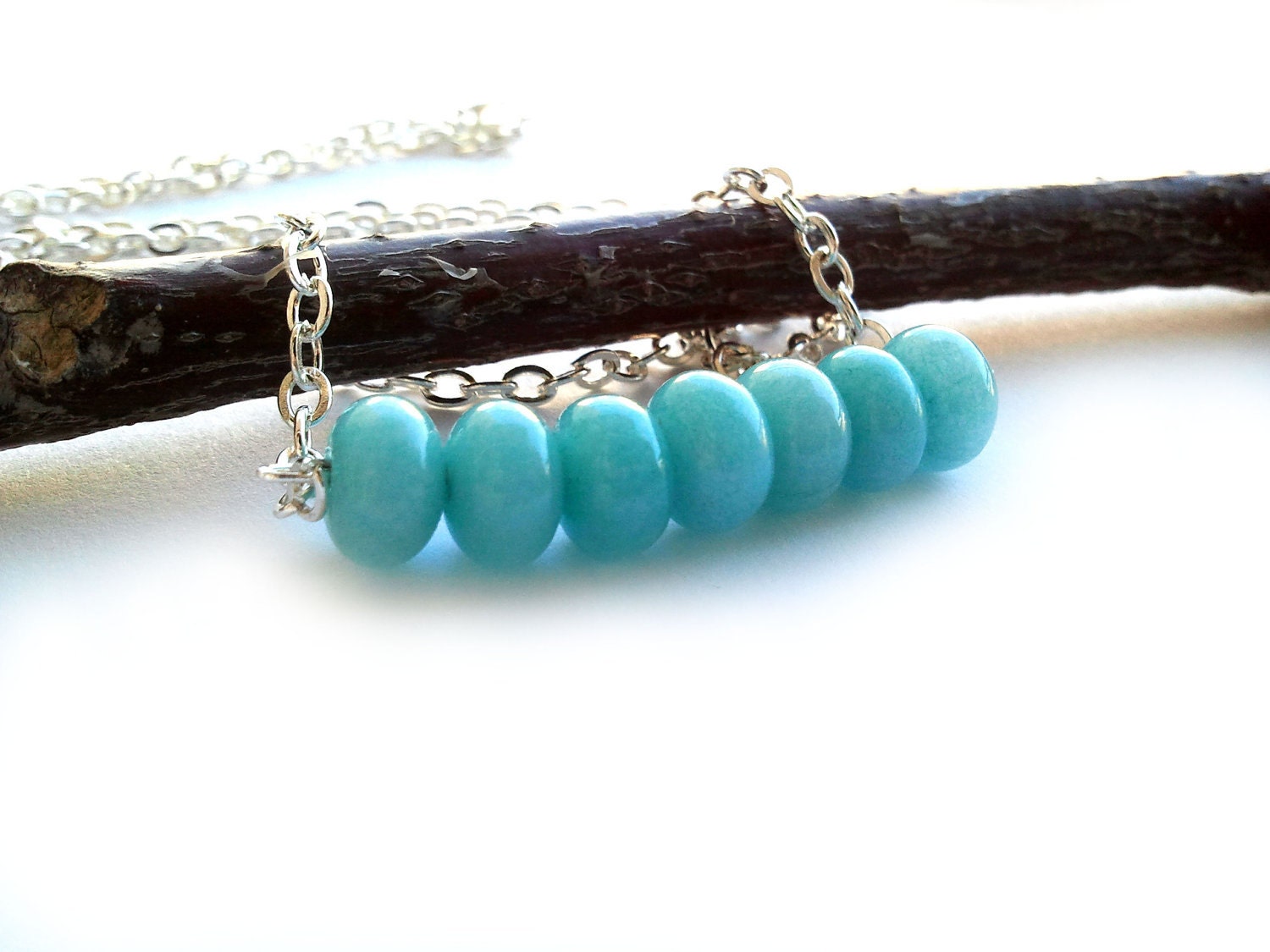 Aquamarine Necklace on Silver Necklace March Birthstone