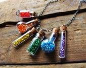 Little rainbow bottle necklace different style miniature bottles on silver chain