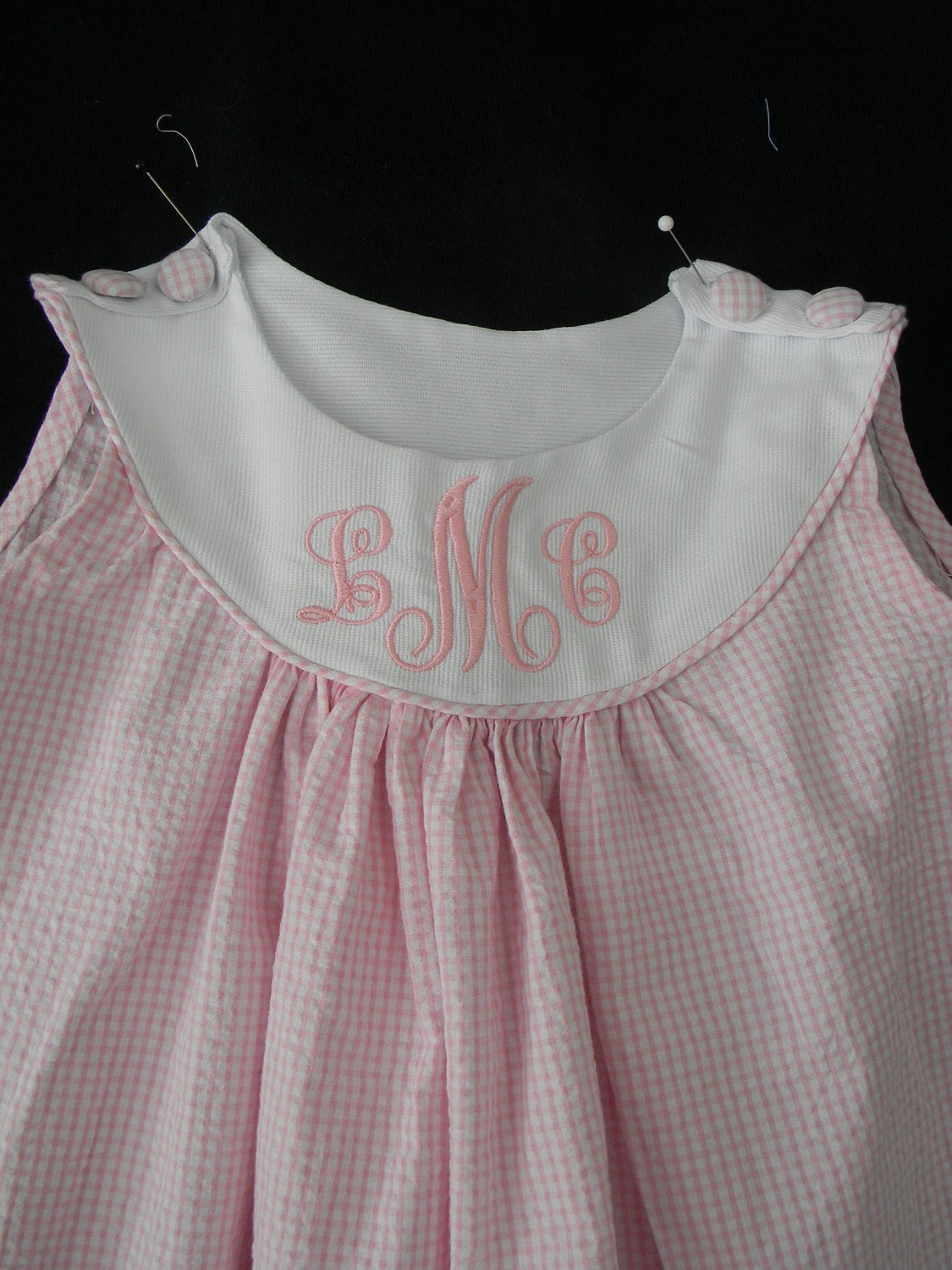 Toddler Girl Summer Dress Seersucker Gingham Sundress Monogram 3-18 month