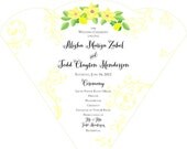 SET OF 25 Yellow Flowers and Vines Design Wedding Fan custom colors available