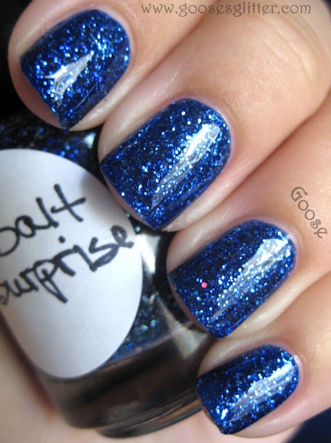 Cobalt Surprise: Custom Blended Glitter Nail Polish/Lacquer