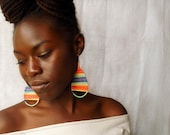 Urban Hemp Collection - Rainbow colored hemp thread wrapped wire teardrop earrings