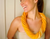 SUNGLOW cotton chunky twisted scarf necklace with yellow/orange and light yellow  jersey - Twisted Root Collection