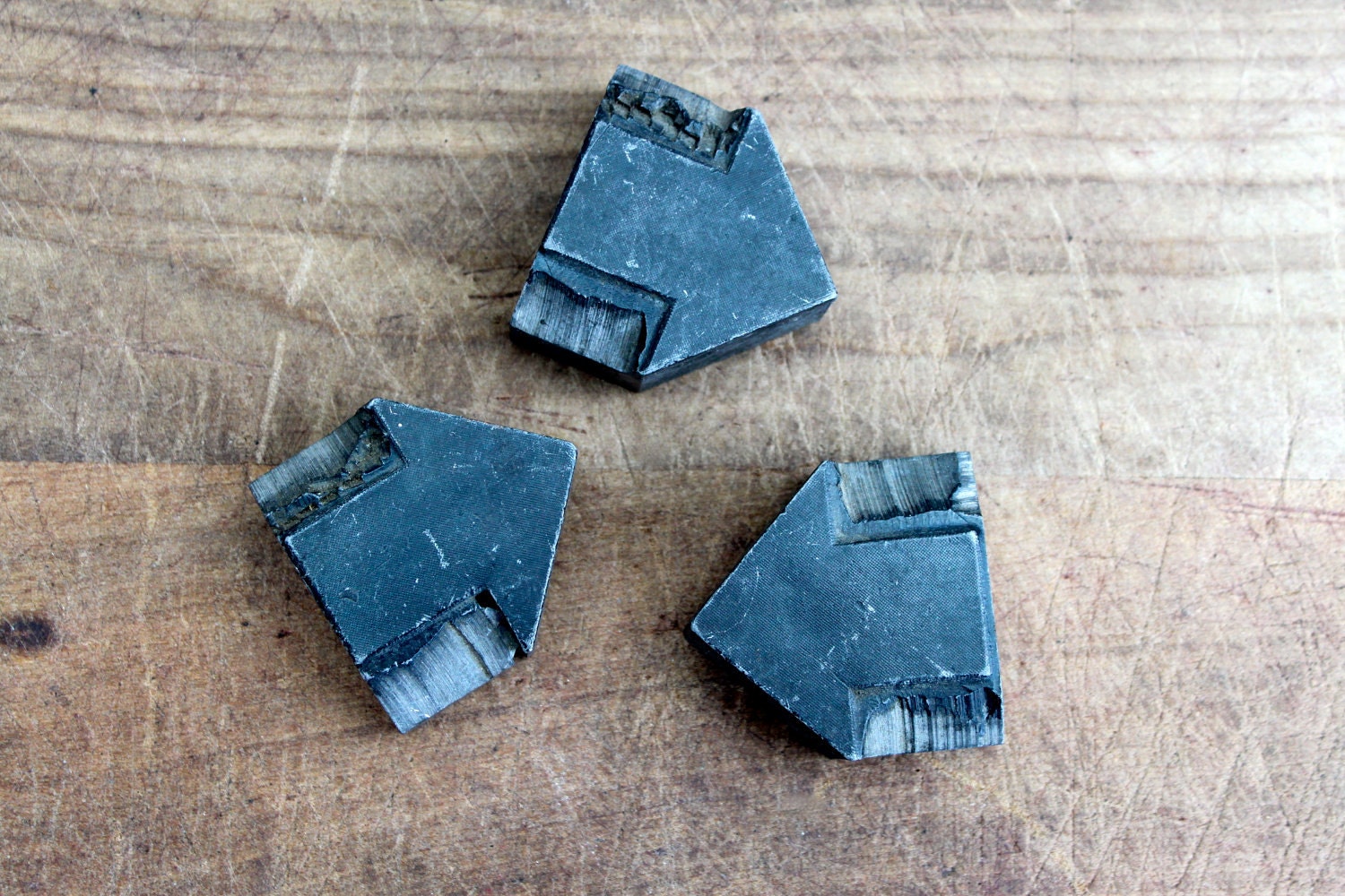 Vintage metal Printer Stamp/Block - set of 3