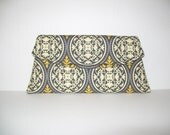 Gray and Yellow Clutch with Scrollwork Medallions