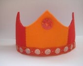 Felt Birthday Crown in Red and Orange, Waldorf-style Crown
