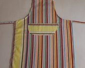 Kikoy Child Apron, Yellow Pastels Stripes, Medium Kids Apron