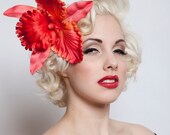Now, Voyager Orchid Fascinator-Tonal Red