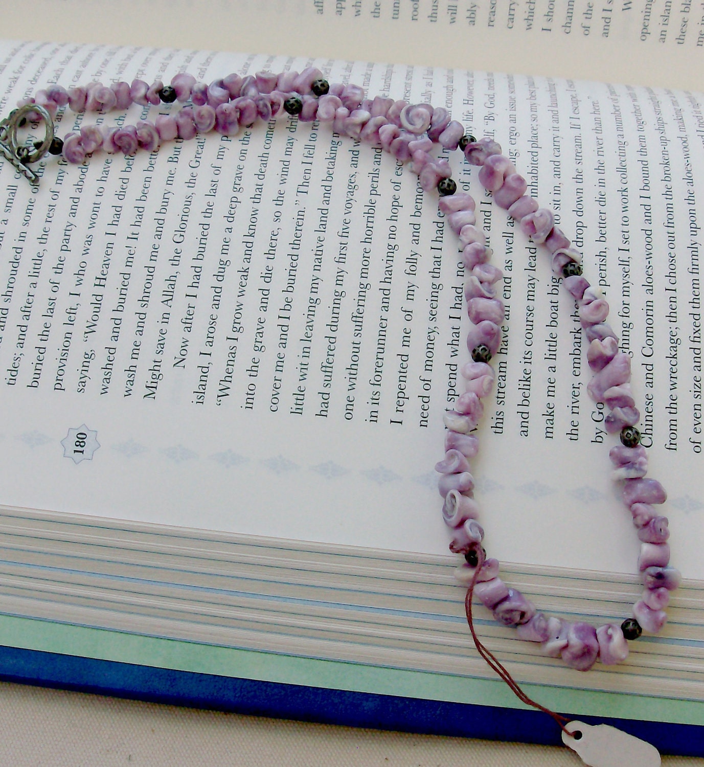 Purple Cebu shell necklace, unisex necklace, beach jewelry