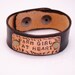 Hand Stamped Copper Leather Bracelet Cuff Farm Girl At Heart Chocolate Brown Leather