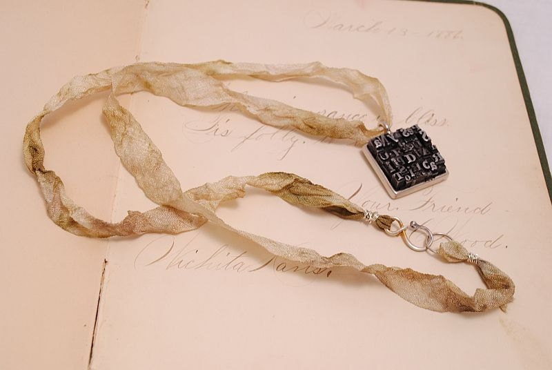 Letterpress Necklace Writer Gift