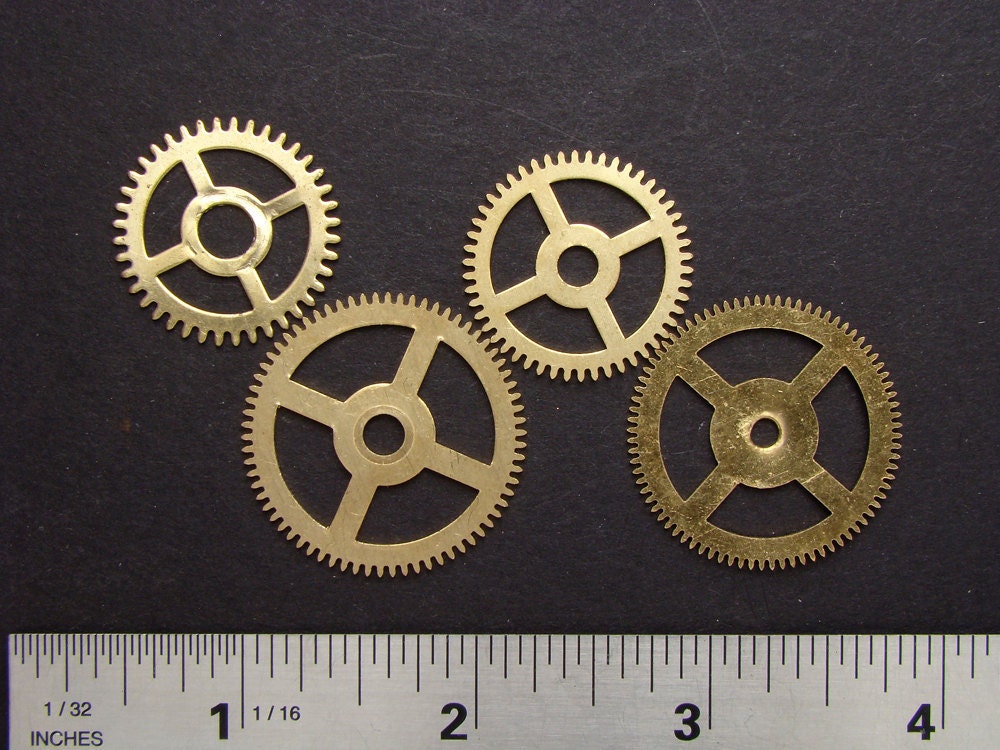 Steampunk parts Antique brass clock work gears cogs wheels vintage for goggles sculpture jewelry industrial assemblage altered art 2072