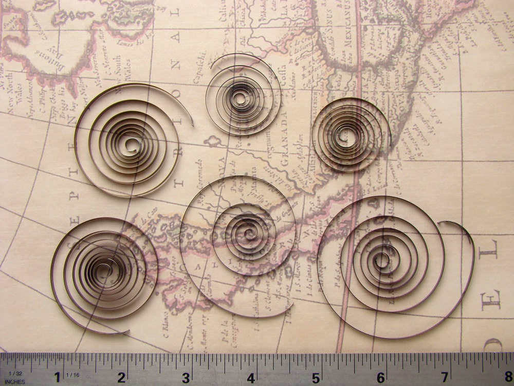 Antique pocket watch parts steel mainsprings coils industrial altered art collage scrap booking mixed media Steampunk Art Supplies 2215