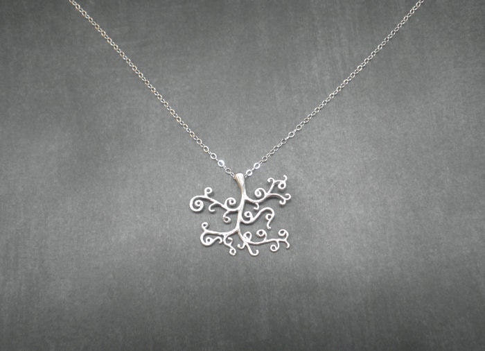 Sterling Silver Necklace  -- Whimsical Tree Necklace