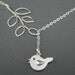 Sterling Silver Necklace -- Tweet Bird and Branch Lariat Necklace