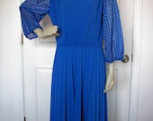 70's Summer Dress - Royal Blue - M/L