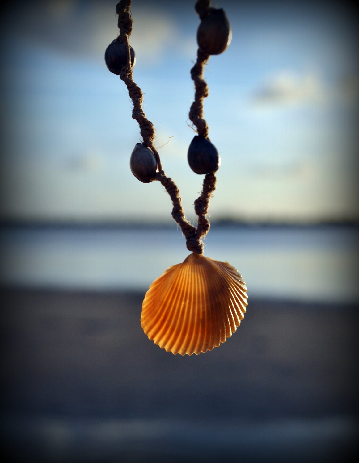 Yellow Prickely Cockle Sea Shell Necklace