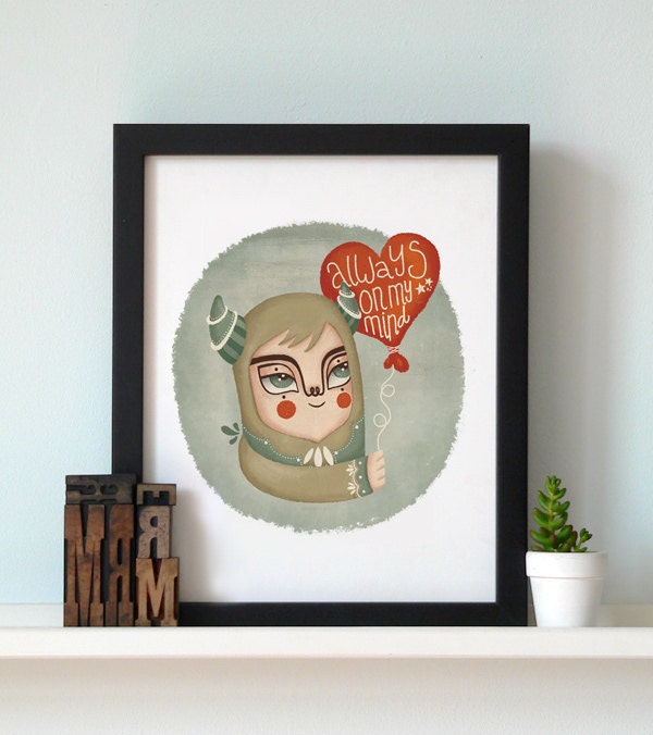Digital illustration print - size A4 8"x10" - Always on my mind