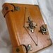 Handmade blank leather journal notebook with skull on anchor emblem