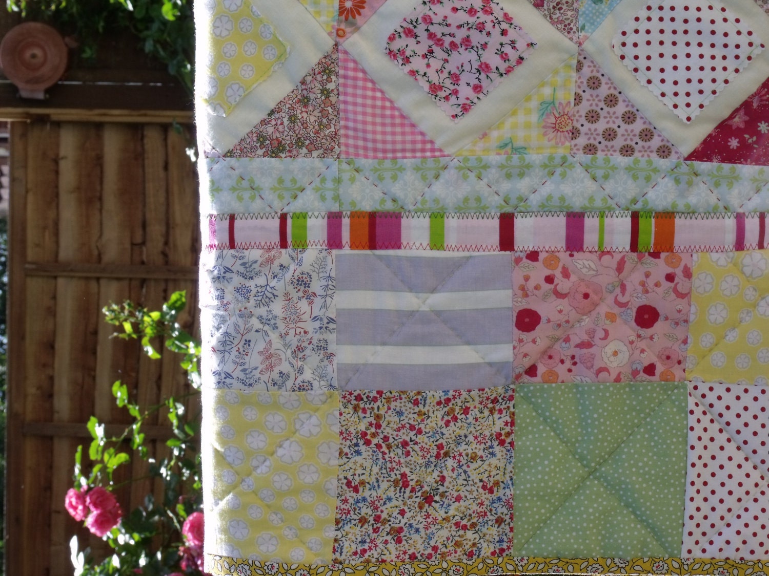 baby girls patchwork quilt pastel colours reversible