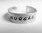 Harry Potter Ring, Muggle, Hand Stamped Aluminum Ring
