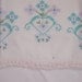 Vintage Pillowcase Pair, Lavendar And Aqua Cross Stitch Embroidery With Crocheted Lace Edging