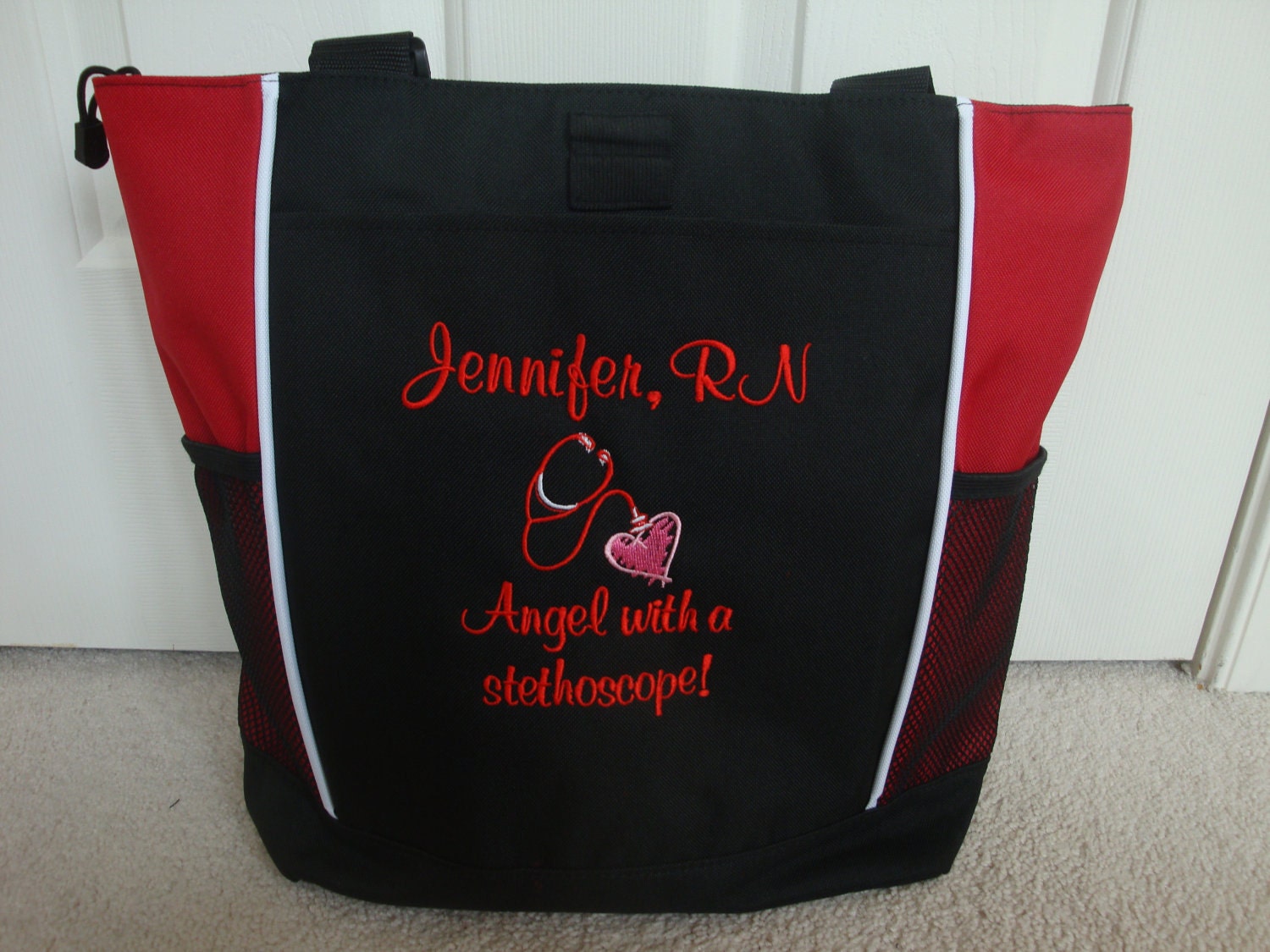 Tote Bag Personalized Nurse Student LPN LVN BSN Angel with Stethoscope Appreciation Gift
