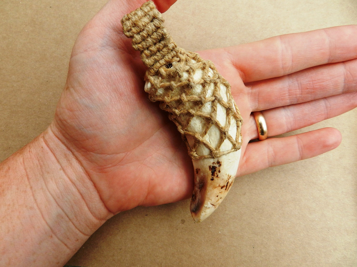 Hemp Pendant/ Bone-One of a kind jewelry-Rustic-Men's Jewelry-Summer Jewelry-Organic Jewelry