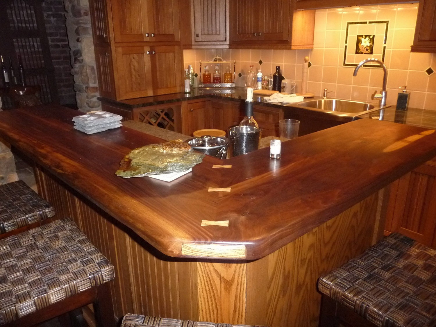 Hand Crafted Custom Kitchen Counter Top - You Design... Black Walnut w/ 45 degree