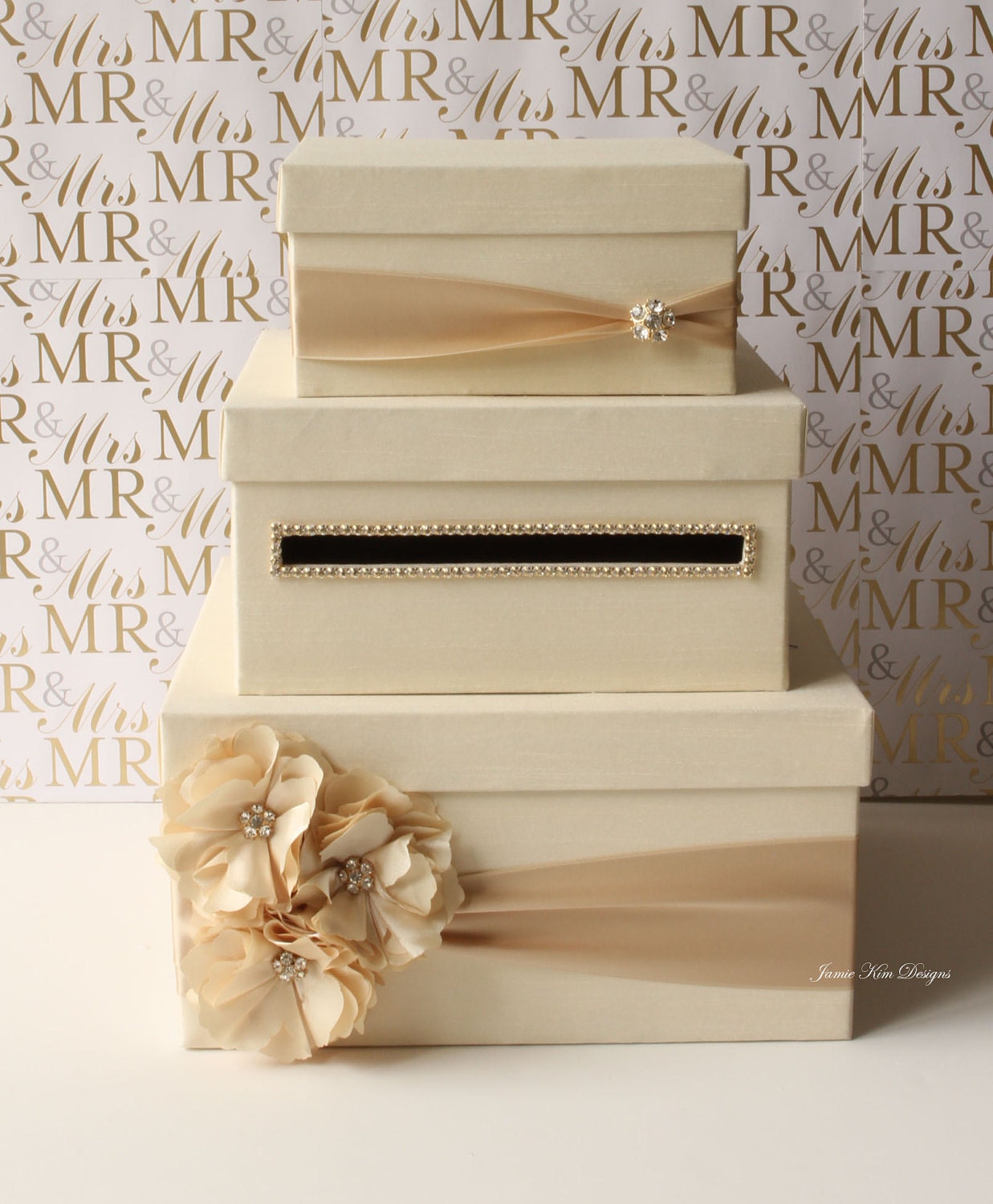 Wedding Card Box, Money Box, Gift Card Holder - choose your box & flower colors