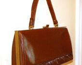 Vintage 1950s Brown Leather Clutch Purse