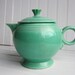 SALE Fiestaware Teapot, Vintage Mint Green 1940s large teapot Fiesta Ware