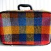 Vintage Suitcase Blue Yellow Red Mod Plaid Skyway Suitcase with Wheels