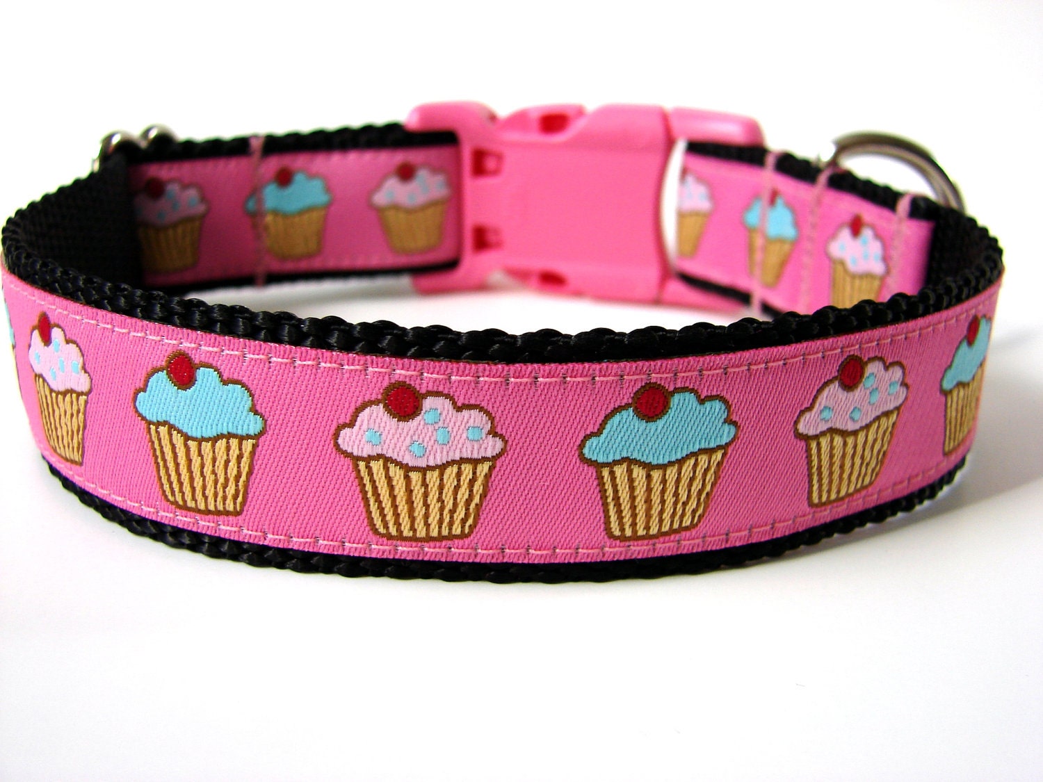Unique Dog Collar Birthday Dog Collar Pink Cupcake with matching flower available