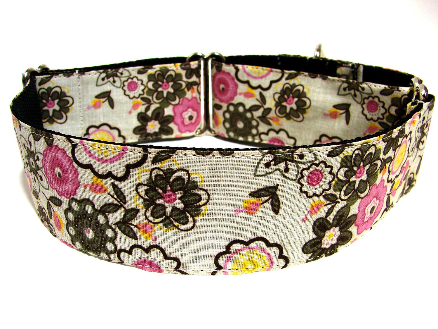 Purple Floral Dog Collar Martingale 1.5"