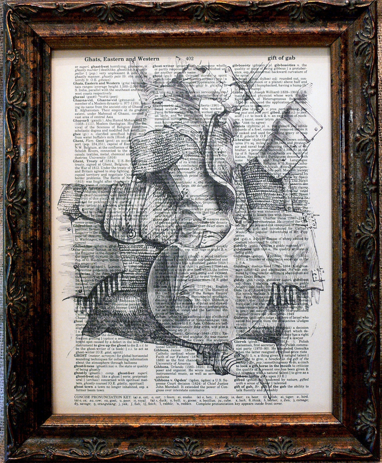 Knight on Horse Art Print from 1874 on Dictionary Book Page