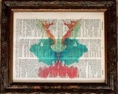 Rorschach Ink Blot 9 Art Print on Dictionary Book Page