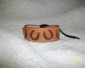 OOAK Handmade Unisex Horseshoe Leather Cuff Bracelet - Country Western
