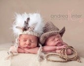 Newborn Cowboy and Indian  Baby Hats,  Newborn Photography Prop
