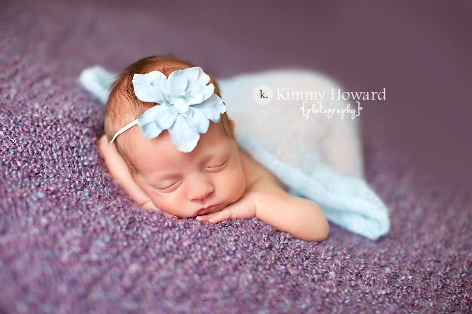 Sky Blue  Flower Headband , Newborn Photography prop, baby headbands