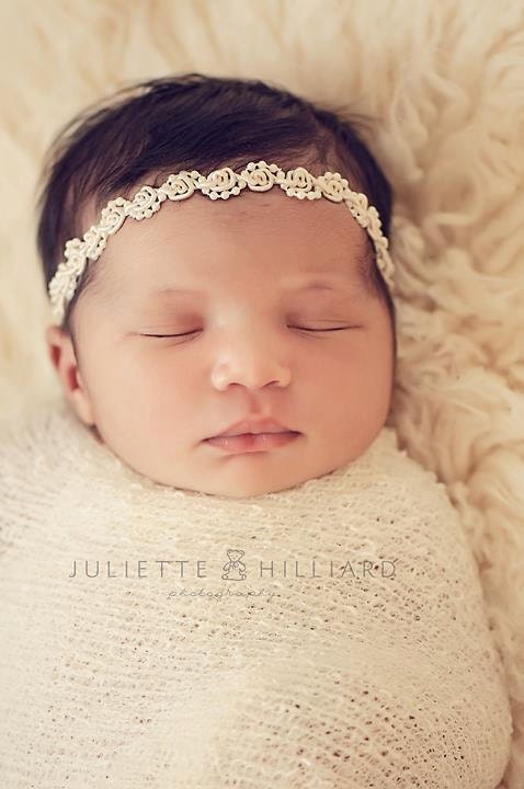 Newborn Headband "Angelina" Newborn Photography Prop, Baby Headband
