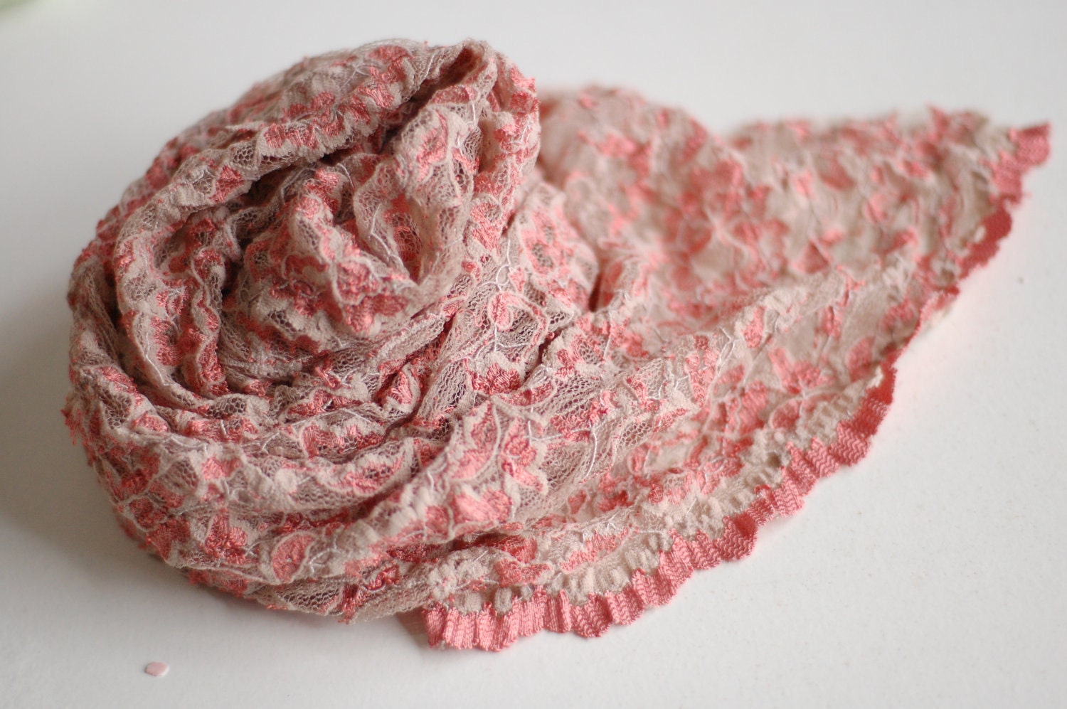 Peach and Tan Stretch Lace Wrap- Newborn Photography Props - Lace Baby Wrap