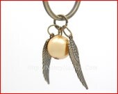 Sale---Harry Potter Enchanted Golden Snitch Pendant Keychain,Steampunk Flying Wings Keychain Key Ring Keyring in Antique Bronze--45K122