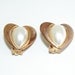 Vintage Heart Clip On Earrings Faux Pearl Gold Tone Free Shipping Costume Jewelry