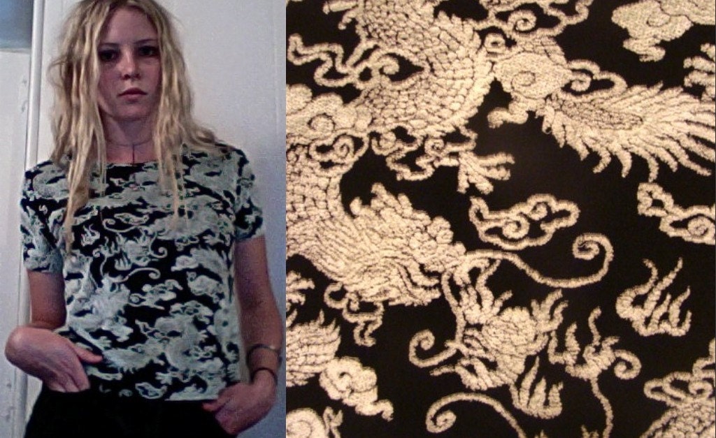 90s Chinese Dragon Print Shirt